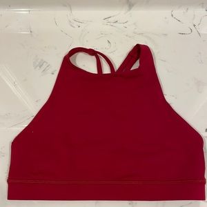 Lululemon High Neck Energy Bra color scarlet, size 6